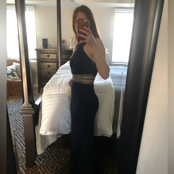 Navy blue formal full length dress - Picture 6 of 6